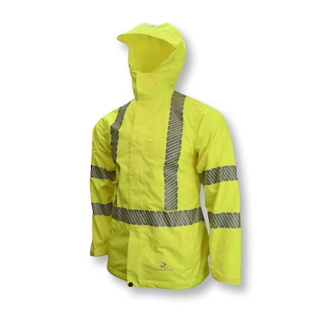 Radians Hi-Vis Rain Jacket, Ripstop waterproof polyester, Class 3 Type R, Hi-Vis Green, M RW12L-3ZGR-M